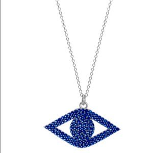 Silver sapphire stones evil eye Necklace 🧿